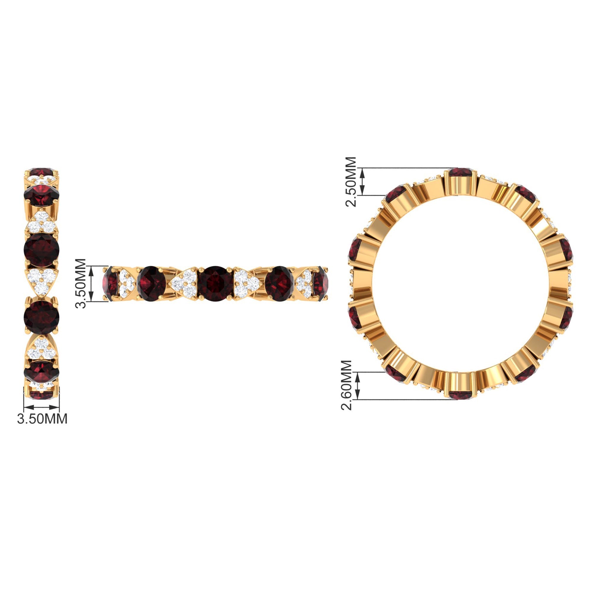 Natural Garnet Diamond Eternity Ring with Certificate