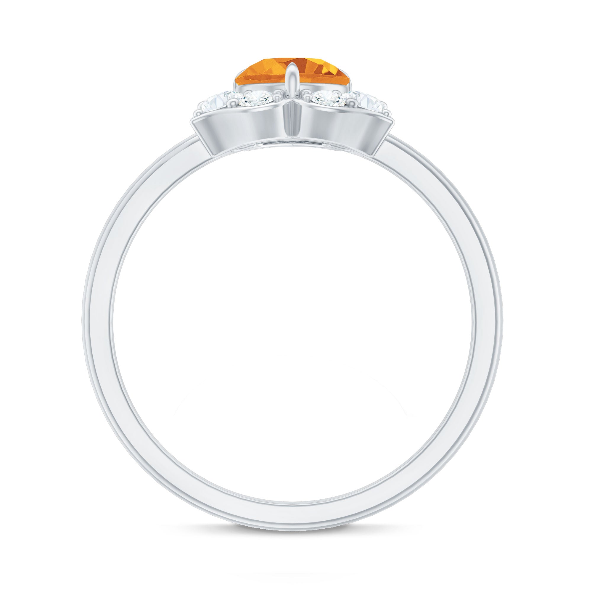 Certified Natural Citrine Designer Flower Engagement Ring with Diamond
