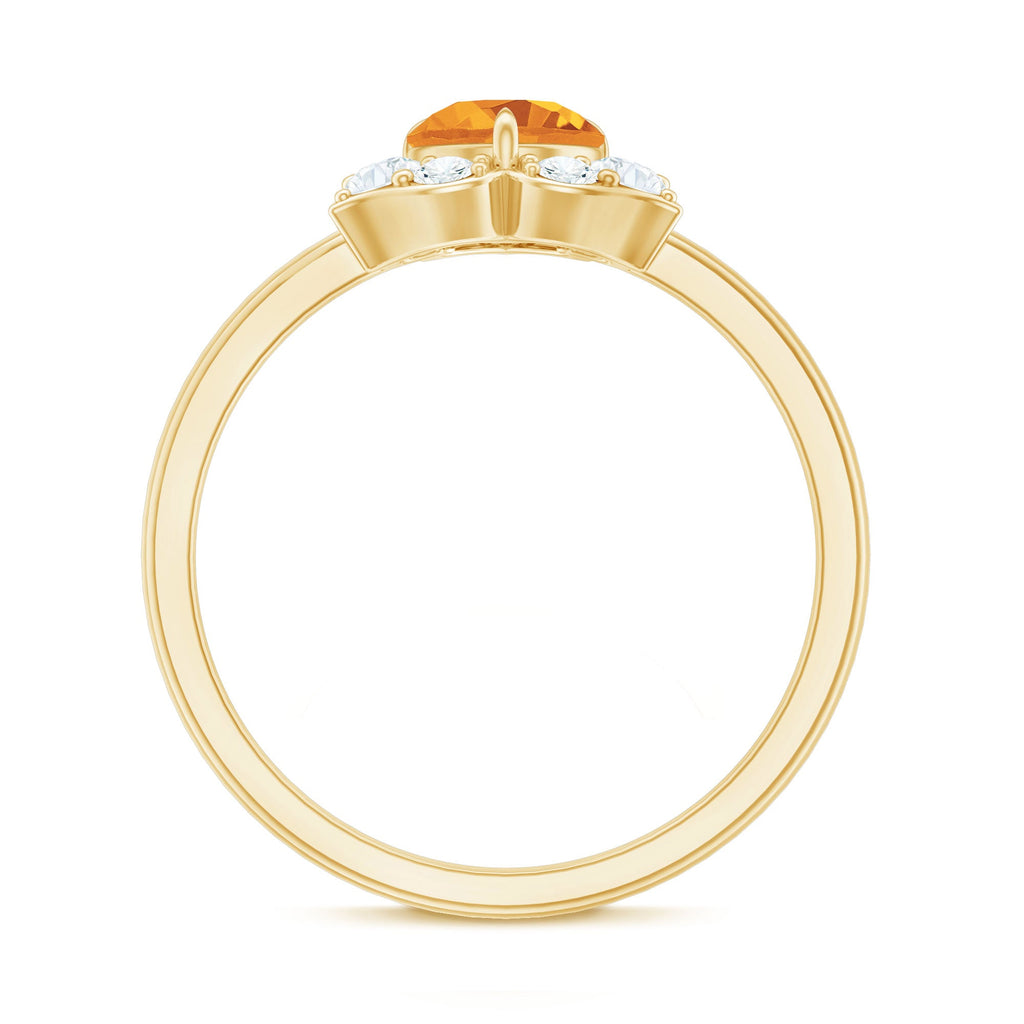 Certified Natural Citrine Designer Flower Engagement Ring with Diamond