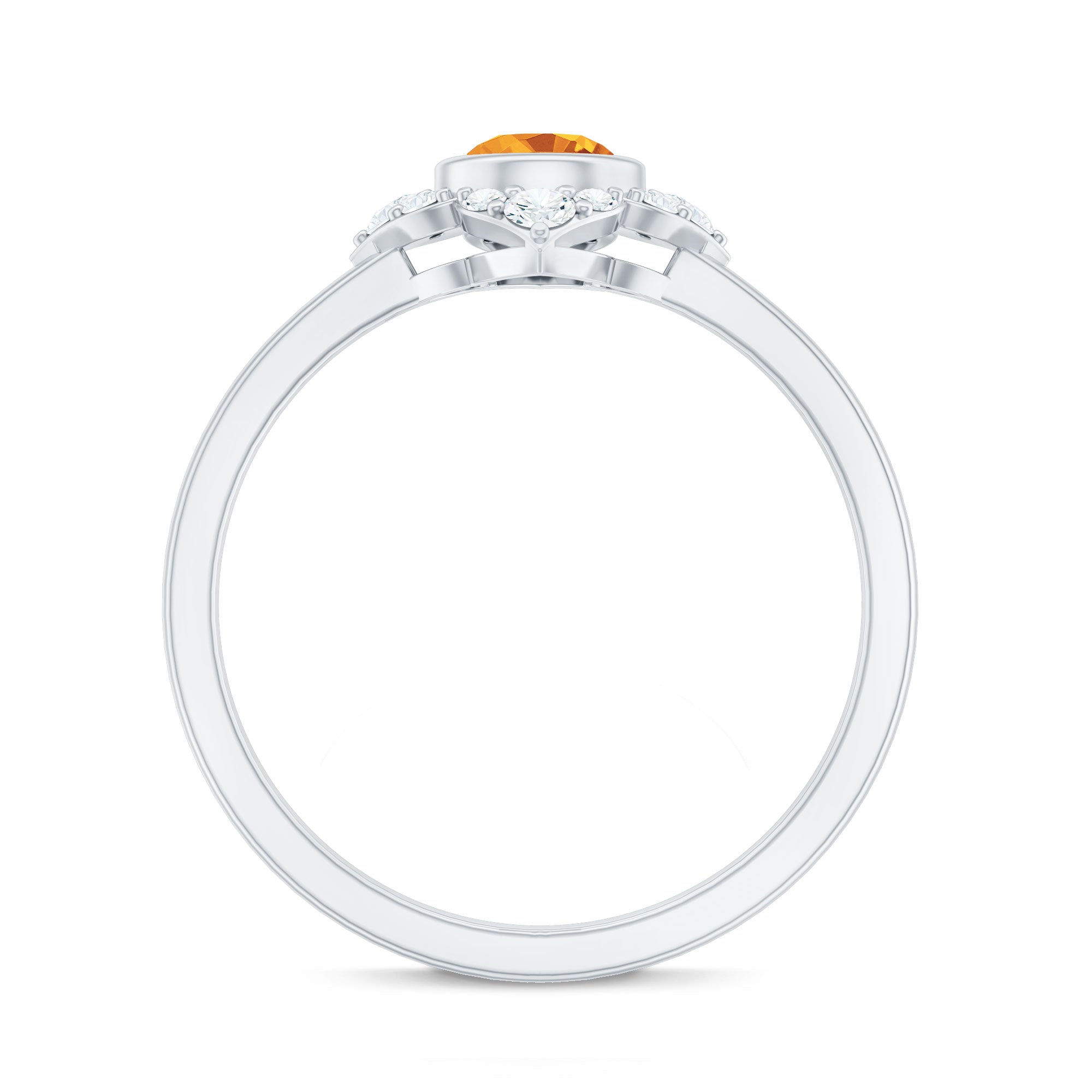 Natural Citrine Diamond Flower Engagement Ring with Certificate
