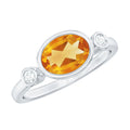 Natural 6X8mm Citrine Diamond Oval Engagement Ring in Bezel Set