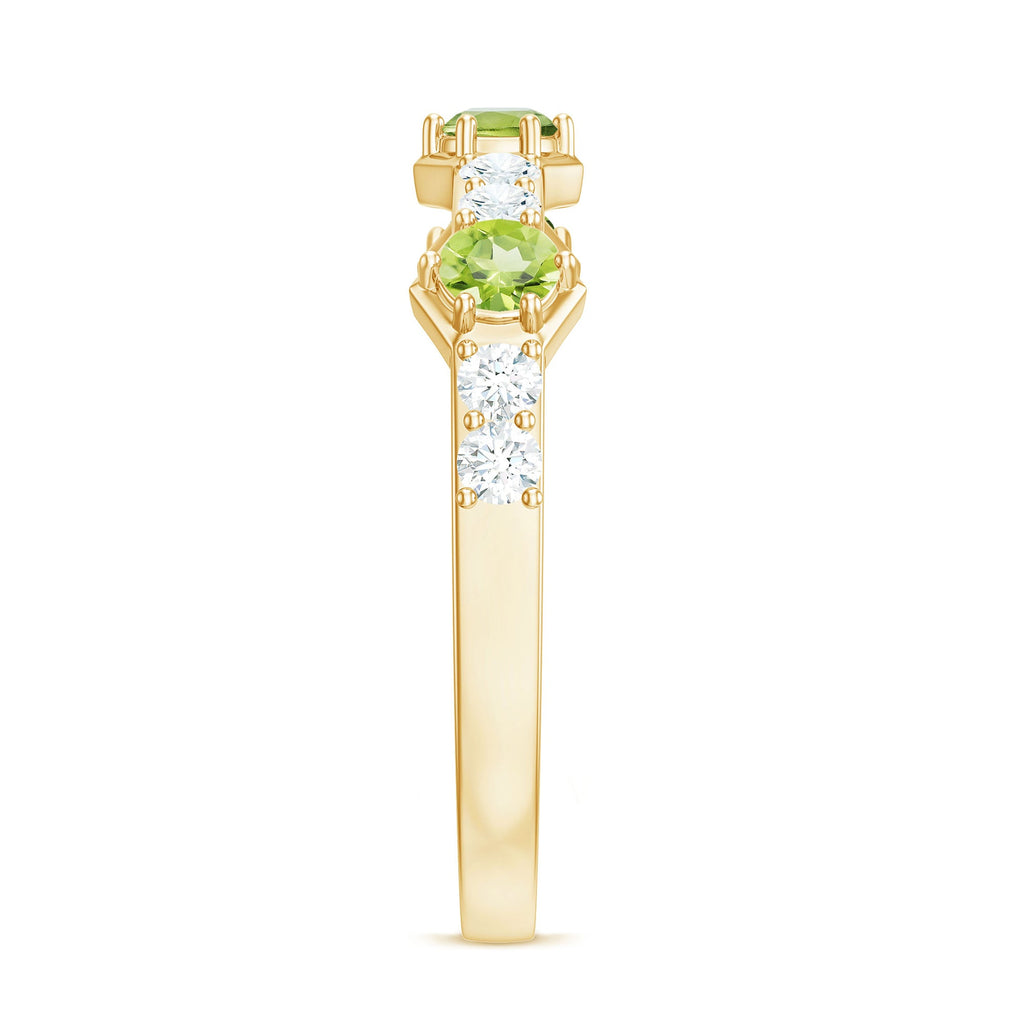 Natural Peridot Diamond Half Eternity Ring for Anniversary