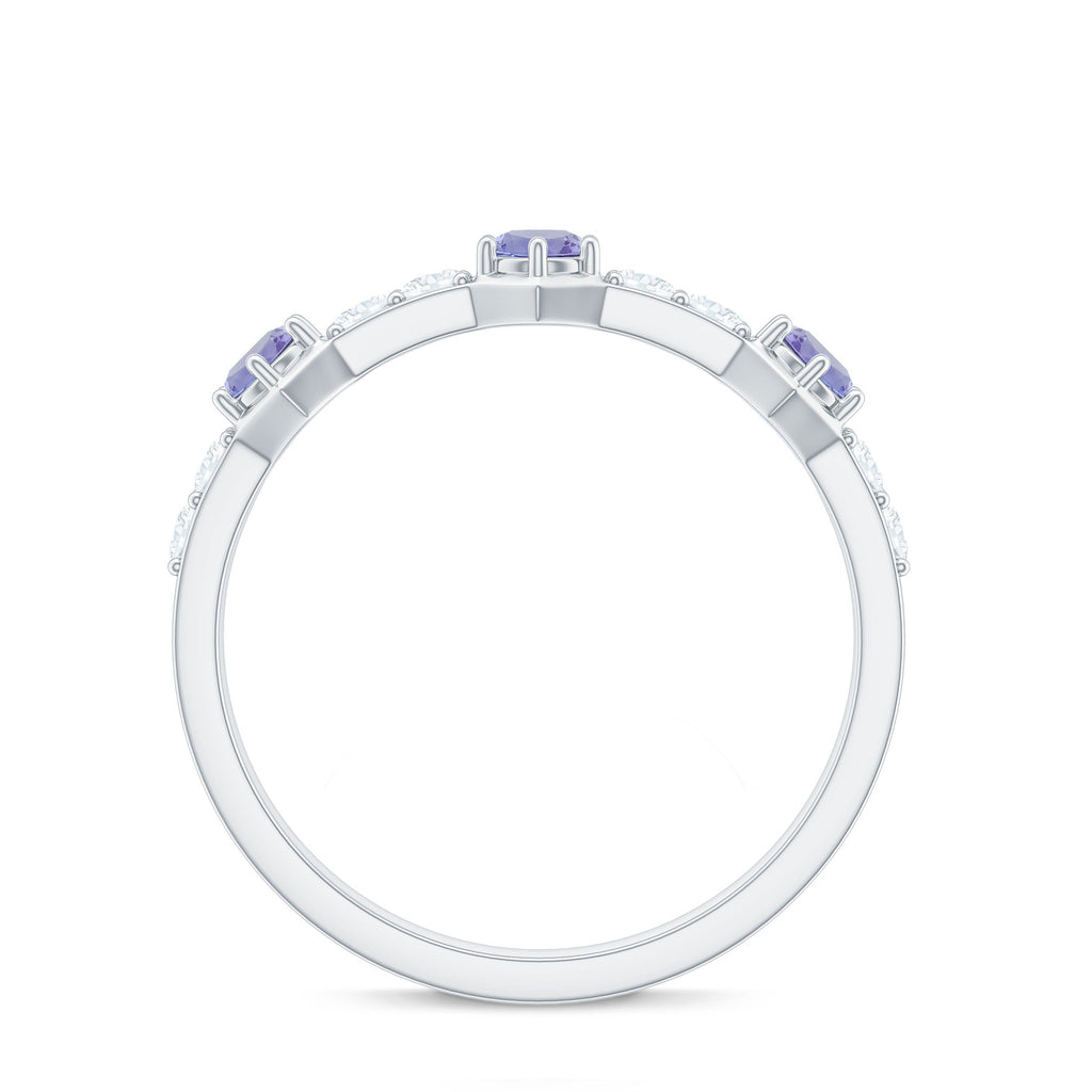 Natural Tanzanite and Diamond Half Eternity Ring for Women