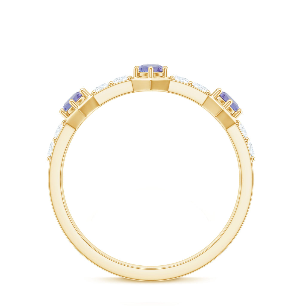 Natural Tanzanite and Diamond Half Eternity Ring for Women