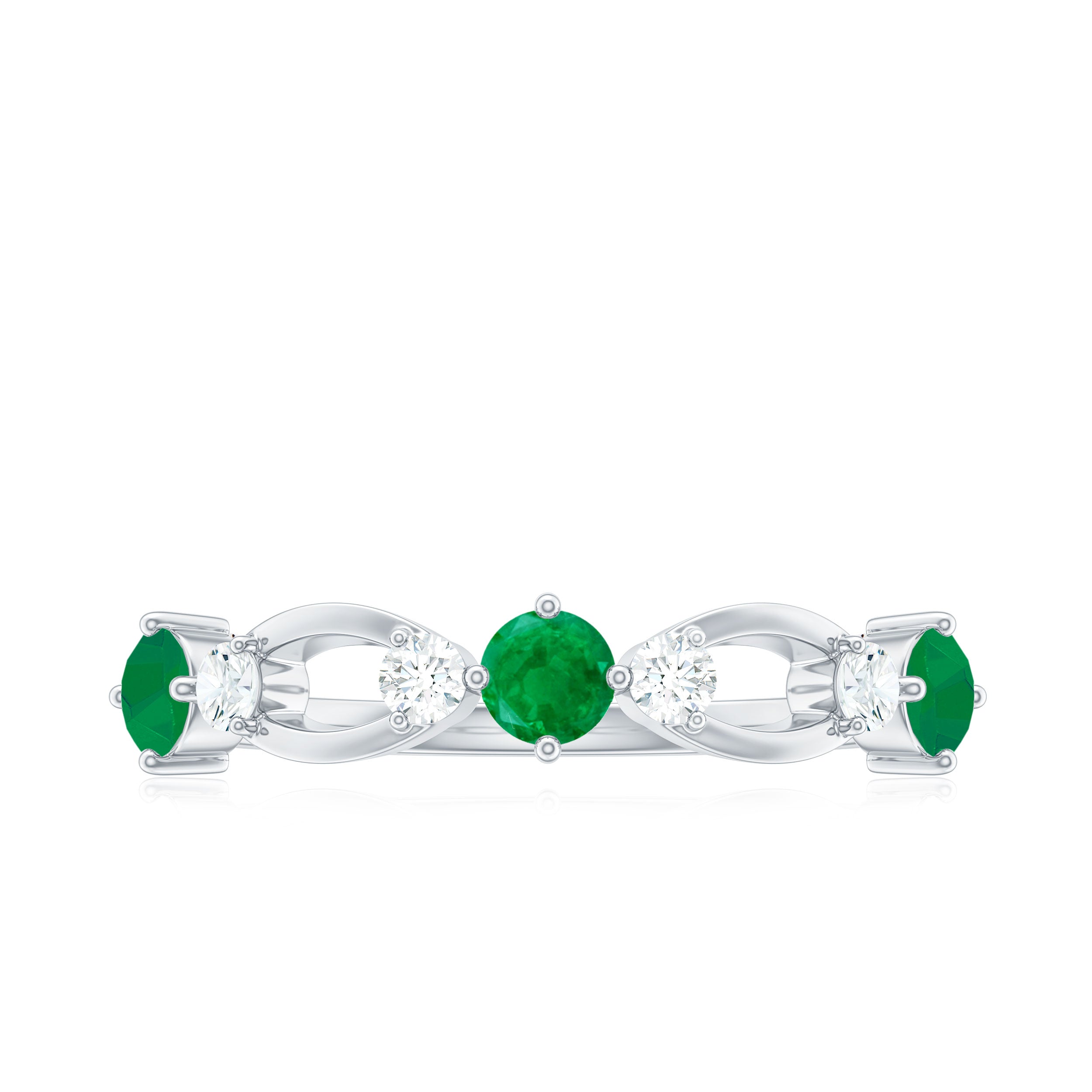 Natural Emerald Diamond Infinity Anniversary Ring