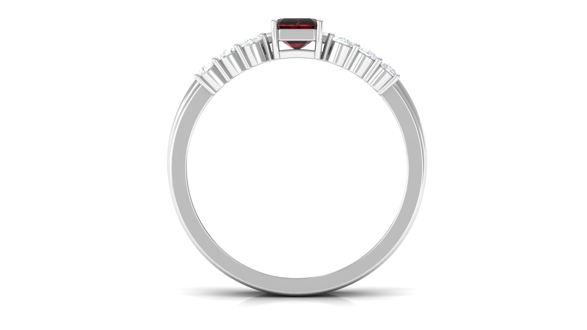 Certified Natural Garnet Diamond Emerald Cut Wedding Bridal Ring Set