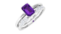 Natural Amethyst and Diamond Stackable Ring Set