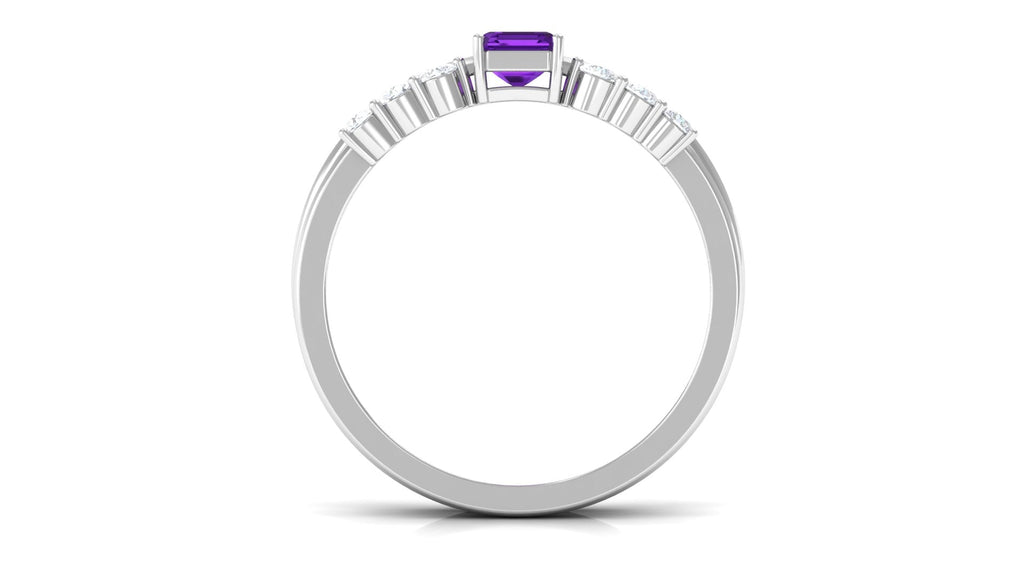 Natural Amethyst and Diamond Stackable Ring Set