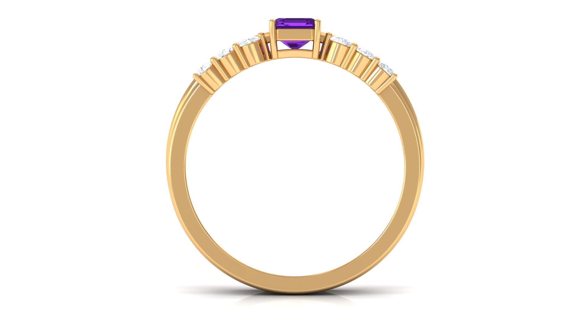 Natural Amethyst and Diamond Stackable Ring Set