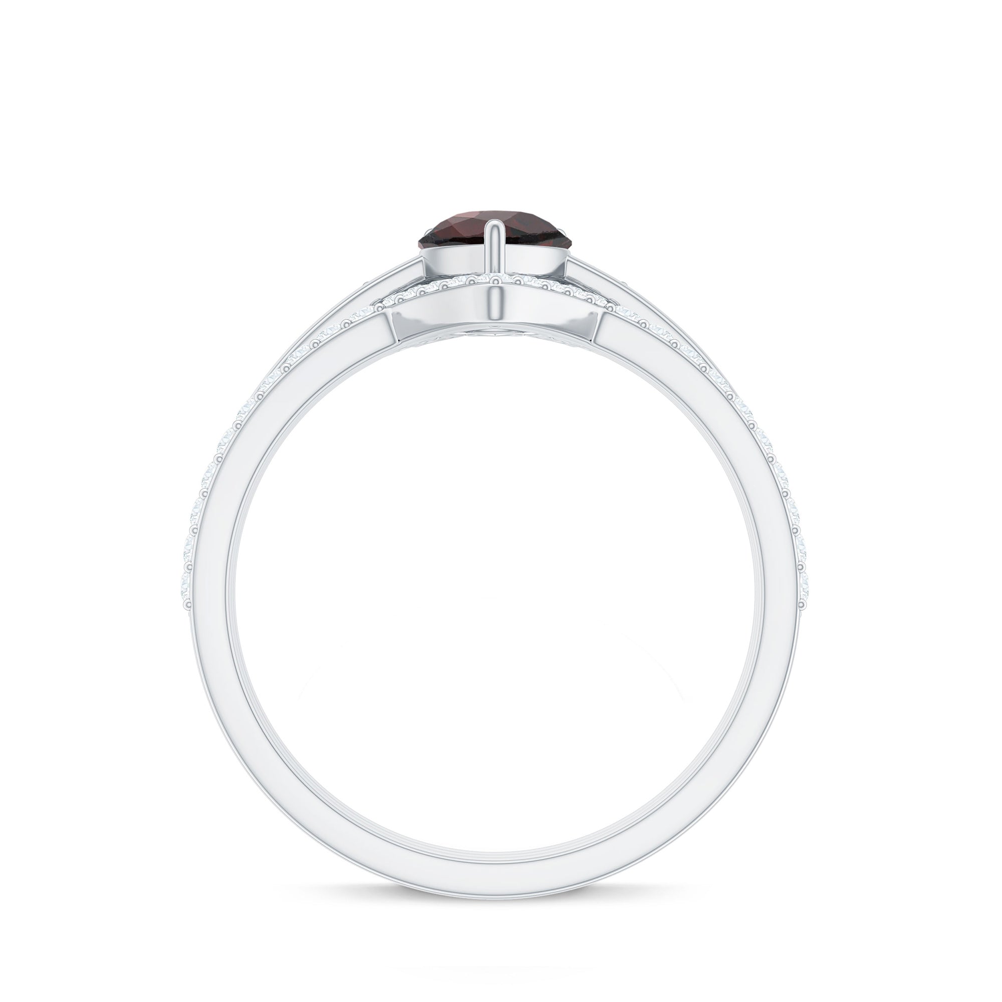 Natural Pear Shaped Garnet Diamond 3 Piece Bridal Ring Set