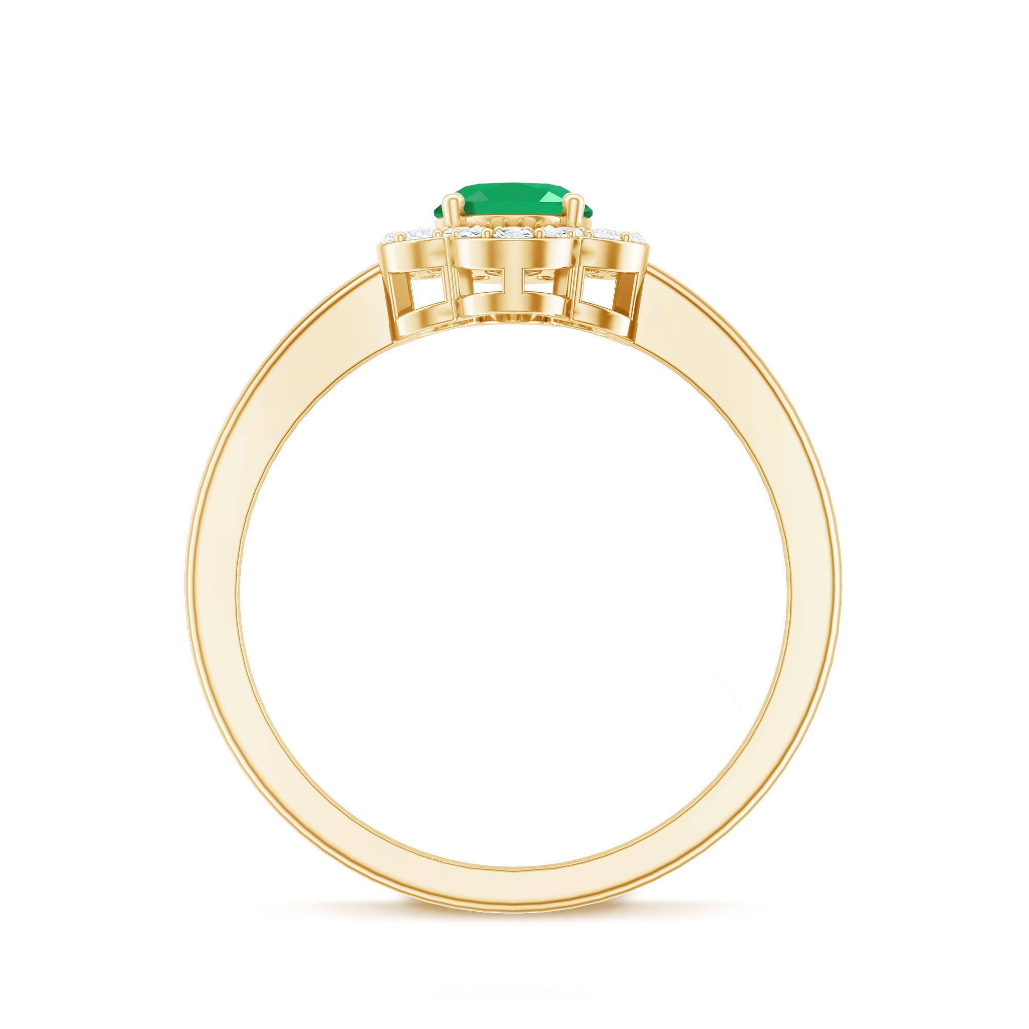 Natural 5X7mm Oval Emerald Engagement Ring with Diamond