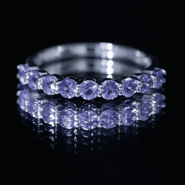 1.25 CT Natural Tanzanite Semi Eternity Ring in Gold