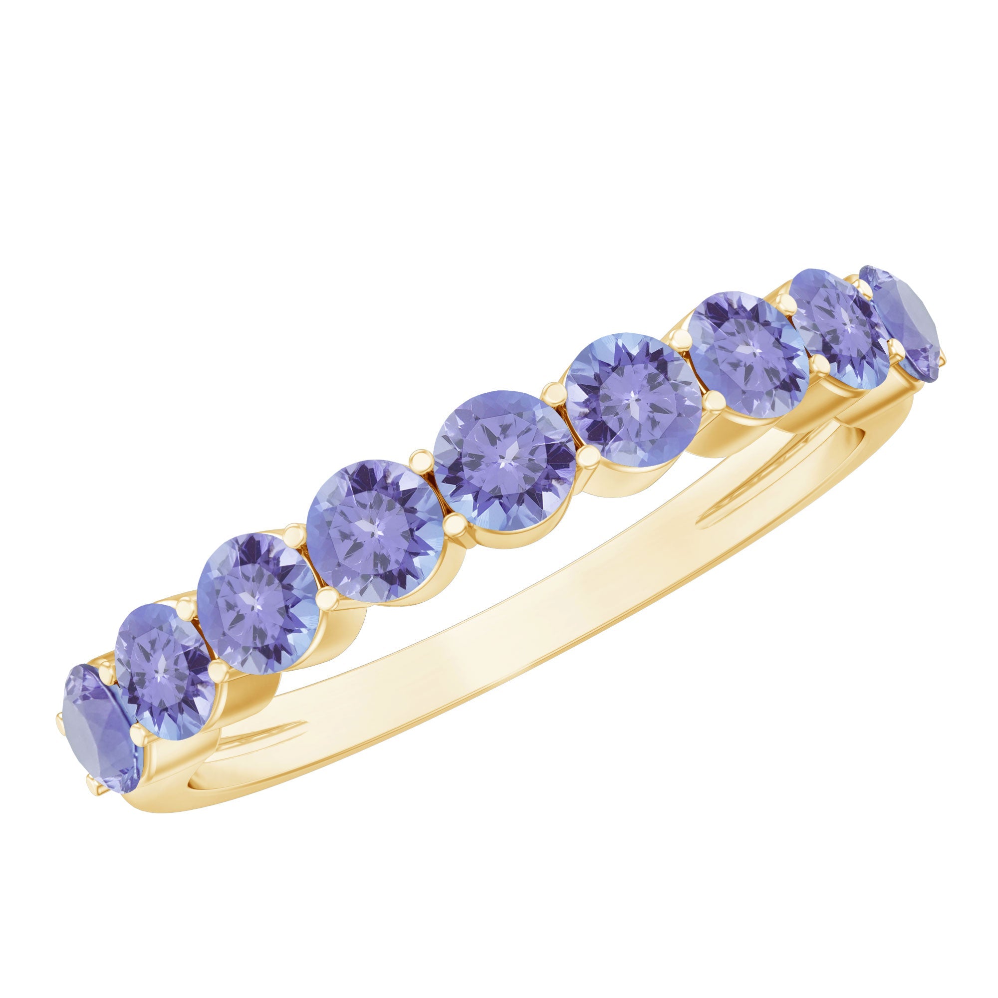 1.25 CT Natural Tanzanite Semi Eternity Ring in Gold