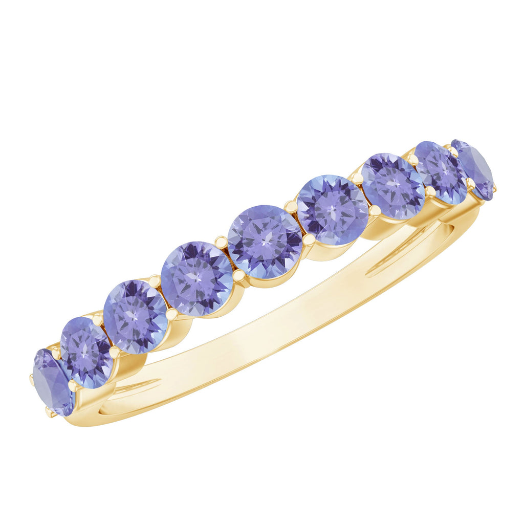 1.25 CT Natural Tanzanite Semi Eternity Ring in Gold