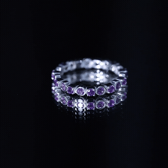 Natural Amethyst Eternity Wedding Band in Gold Plated Silver