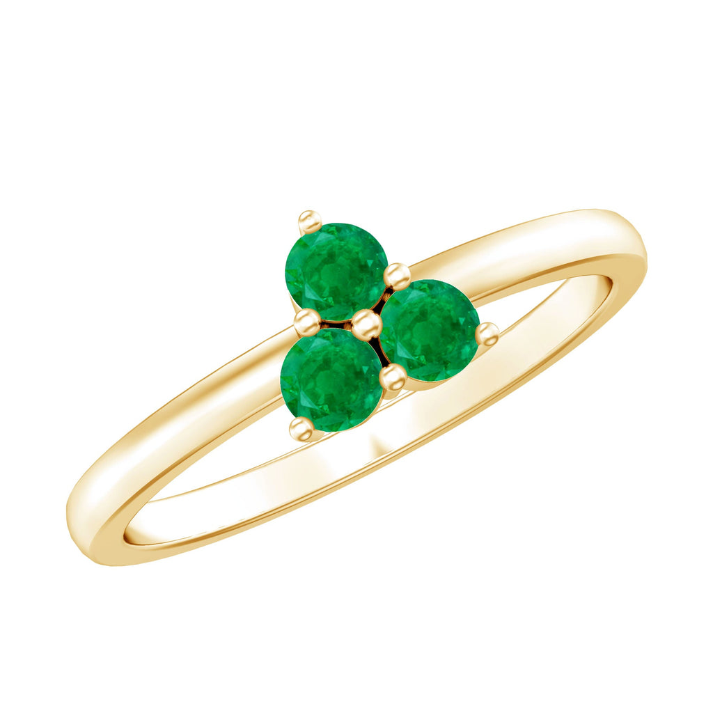 Natural Emerald 3 Stone Promise Ring with Certificate