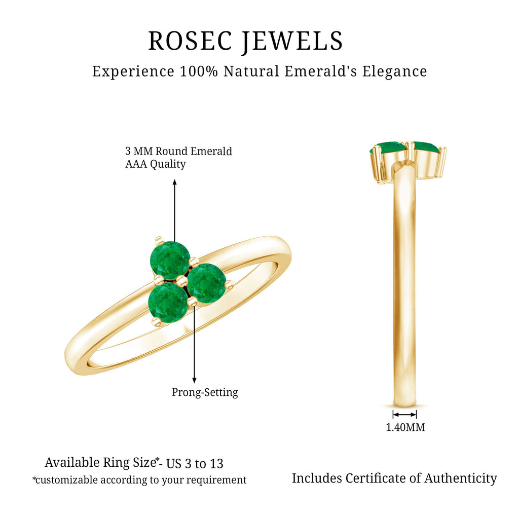 Natural Emerald 3 Stone Promise Ring with Certificate
