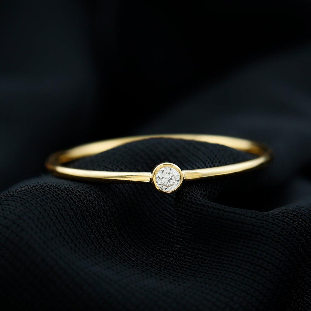 Natural Diamond Dainty Promise Ring in Bezel Setting