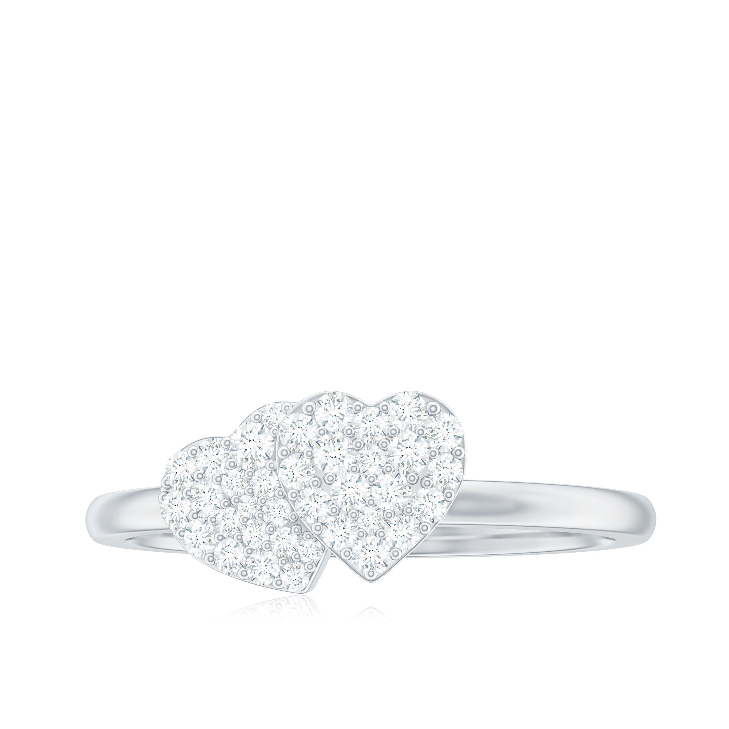 Natural Diamond Double Heart Ring for Promise
