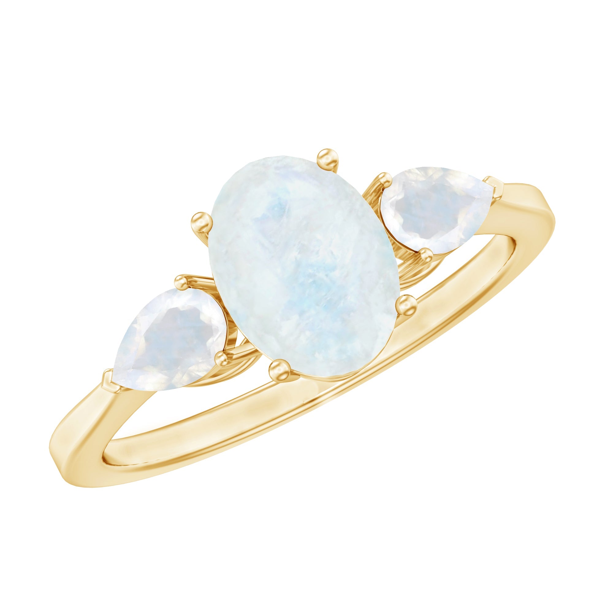 Natural Moonstone Three Stone Engagement Ring