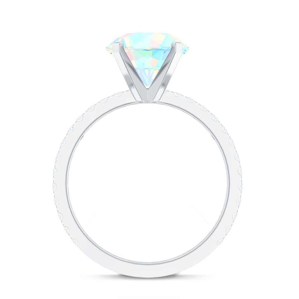 Natural 8mm Ethiopian Rainbow Opal Diamond Engagement Ring with Certificate
