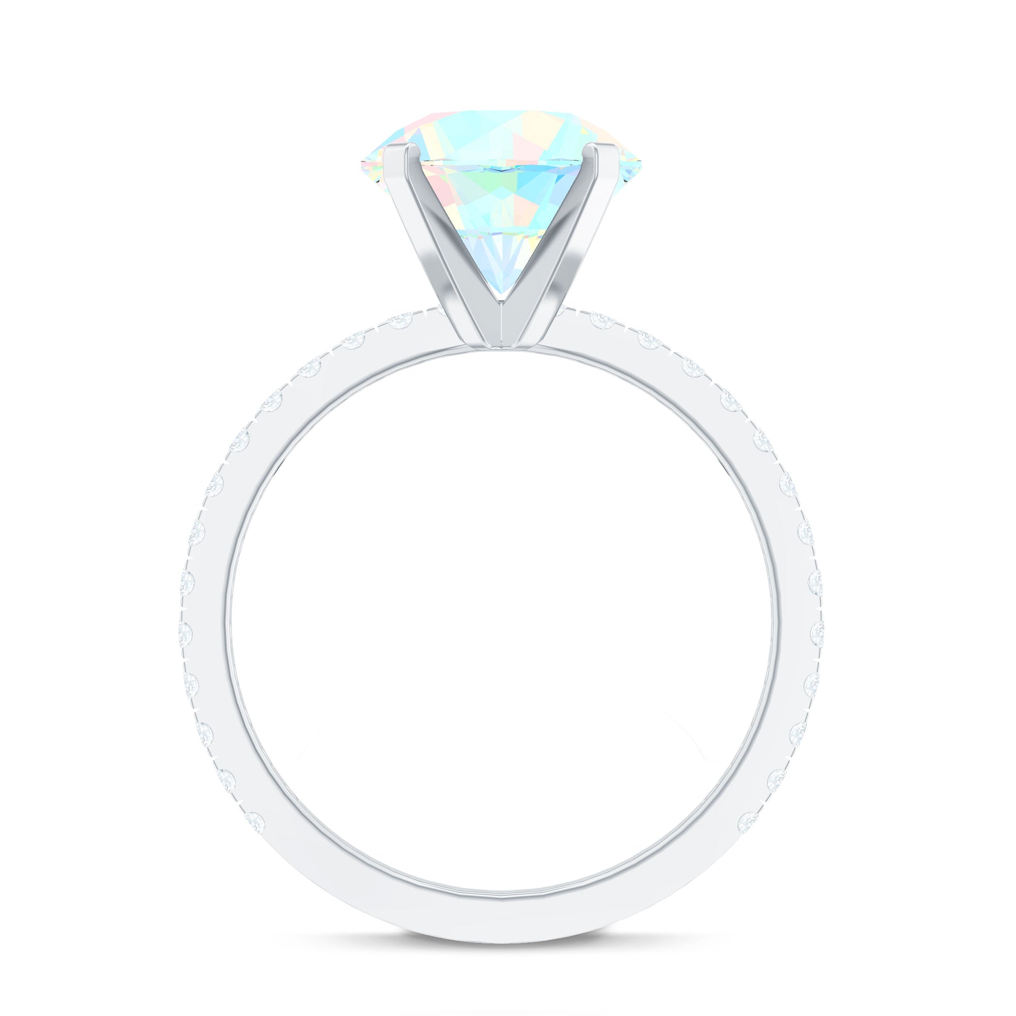 Natural 8mm Ethiopian Rainbow Opal Diamond Engagement Ring with Certificate
