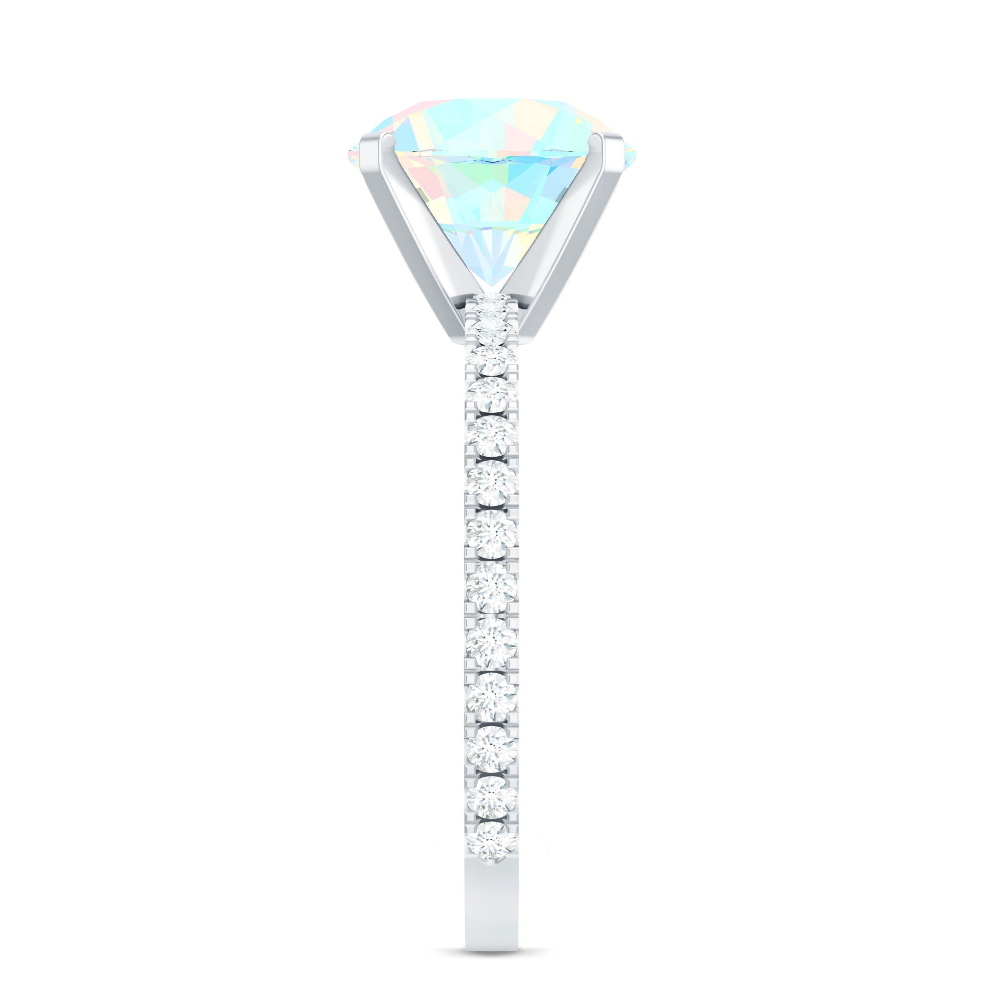 Natural 8mm Ethiopian Rainbow Opal Diamond Engagement Ring with Certificate