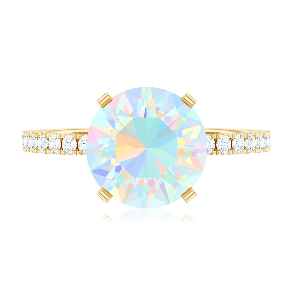 Natural 8mm Ethiopian Rainbow Opal Diamond Engagement Ring with Certificate