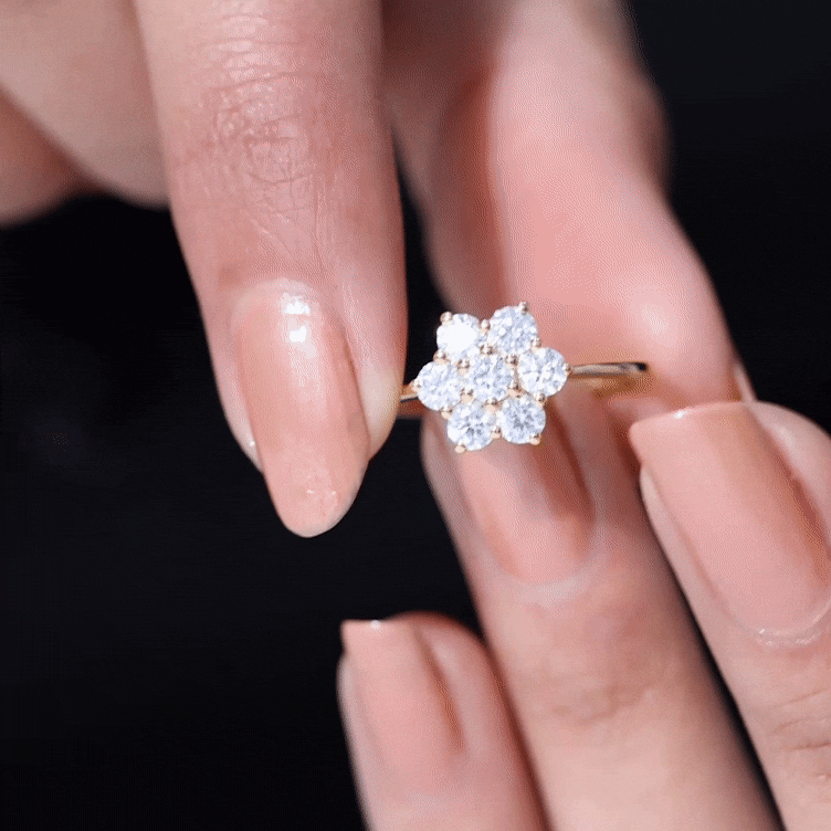 Natural Diamond Flower Cluster Engagement Ring