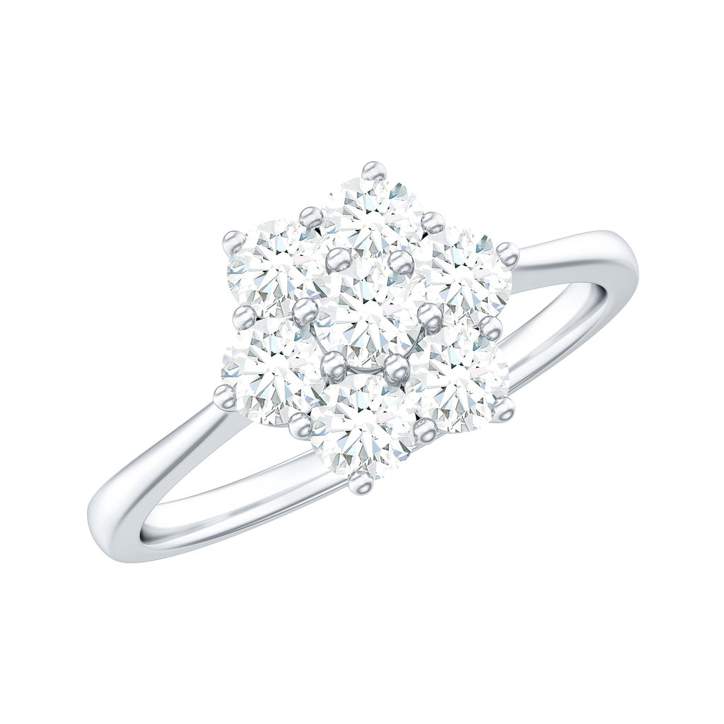 Natural Diamond Flower Cluster Engagement Ring