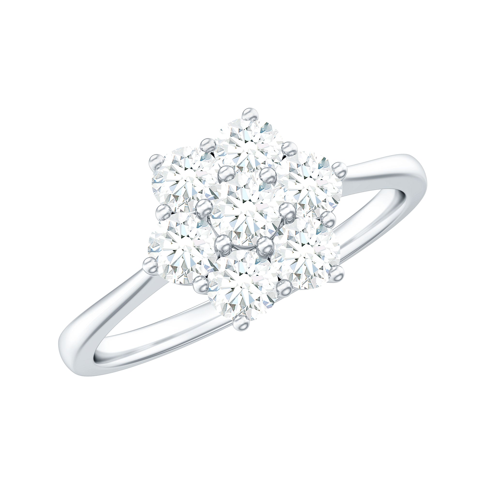Natural Diamond Flower Cluster Engagement Ring