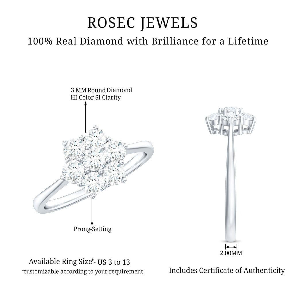 Natural Diamond Flower Cluster Engagement Ring