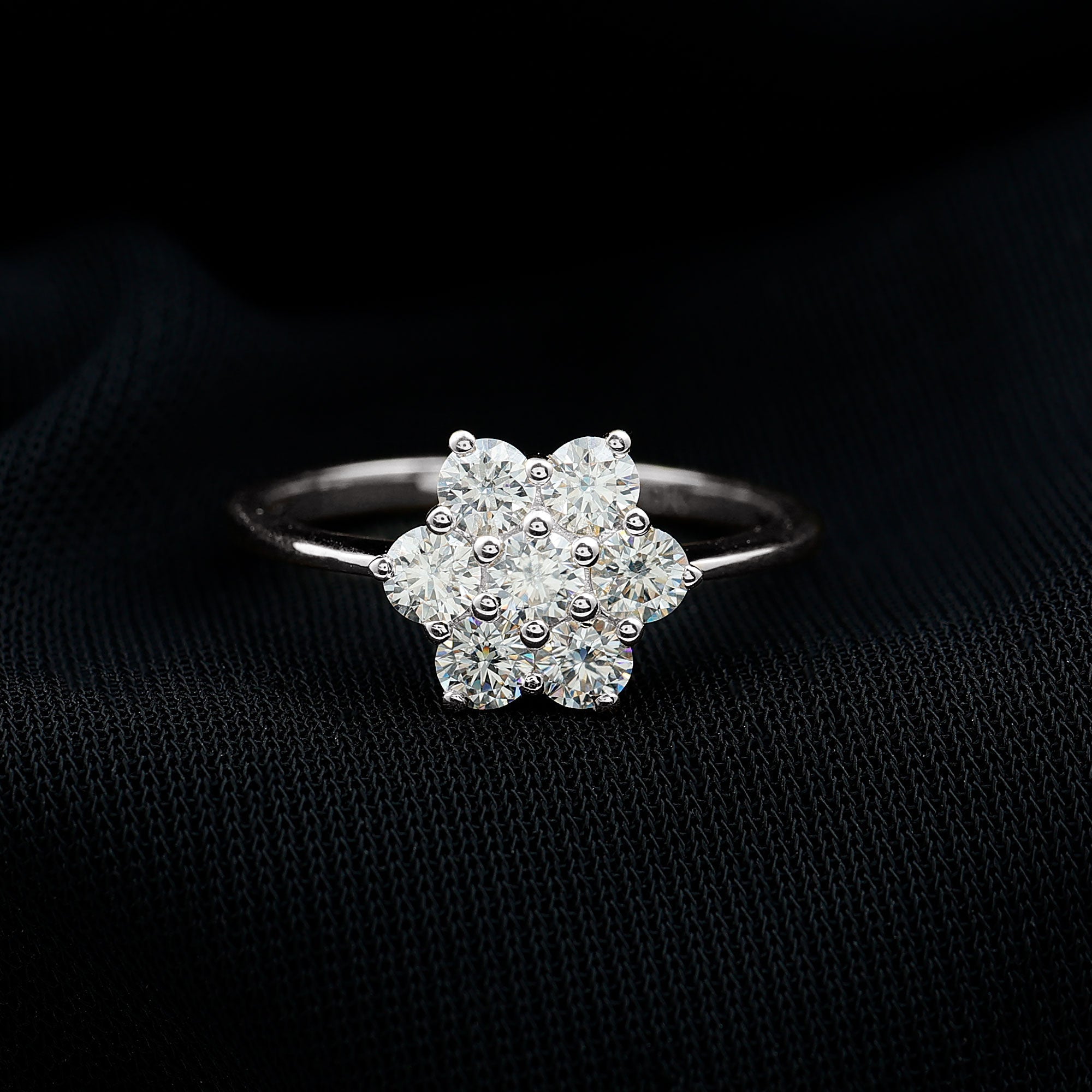 Natural Diamond Flower Cluster Engagement Ring