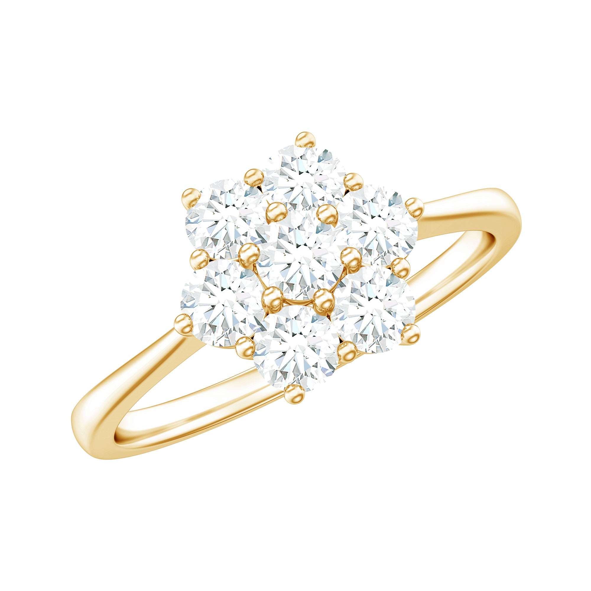 Natural Diamond Flower Cluster Engagement Ring