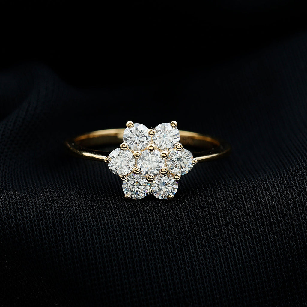 Natural Diamond Flower Cluster Engagement Ring