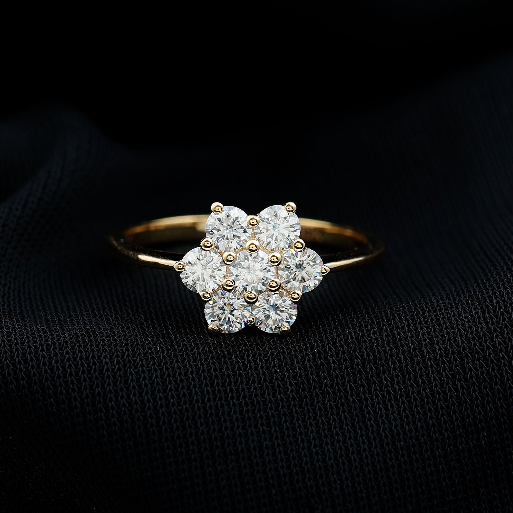 Natural Diamond Flower Cluster Engagement Ring