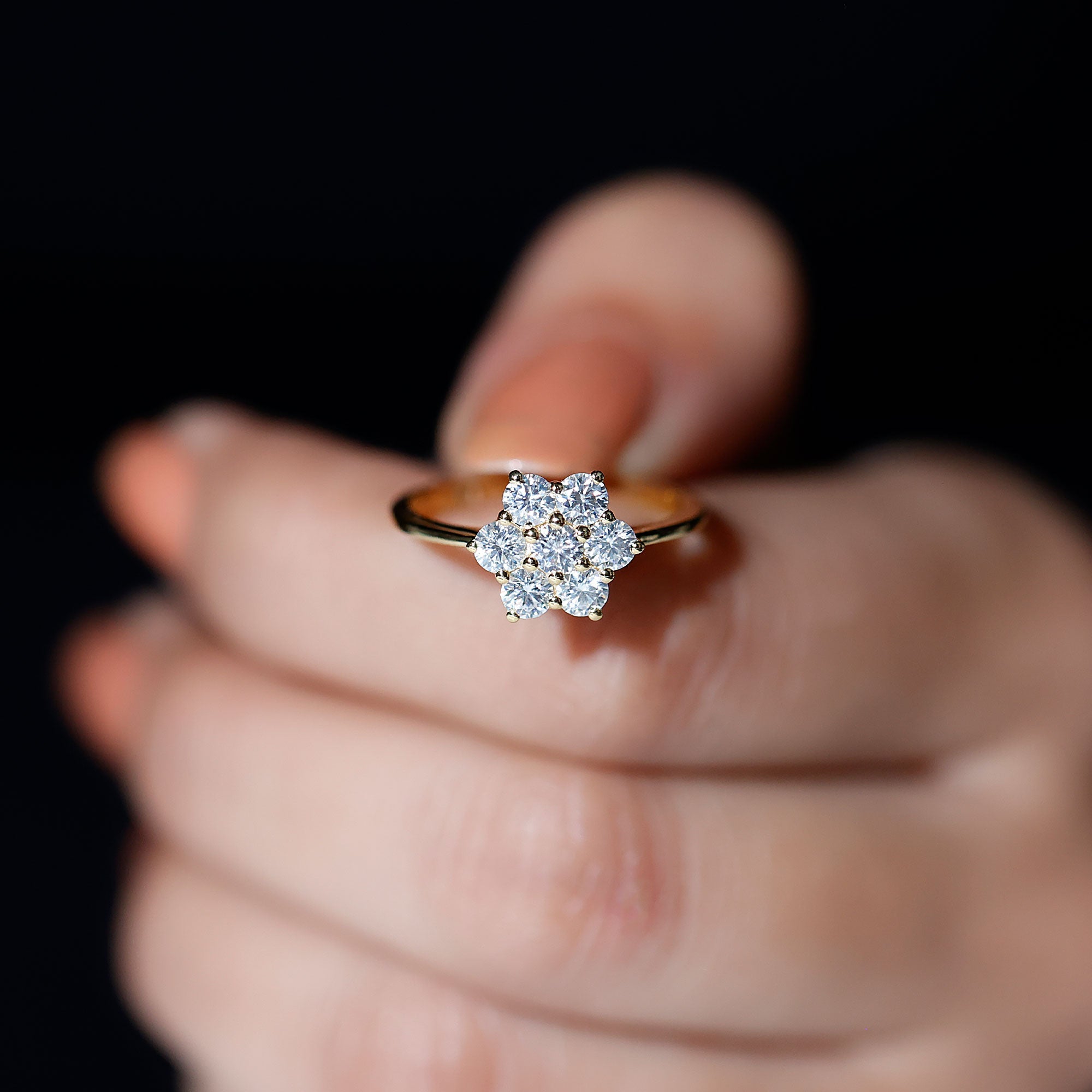 Natural Diamond Flower Cluster Engagement Ring