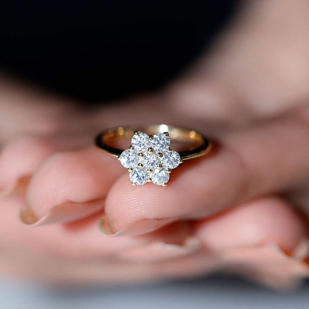 Natural Diamond Flower Cluster Engagement Ring
