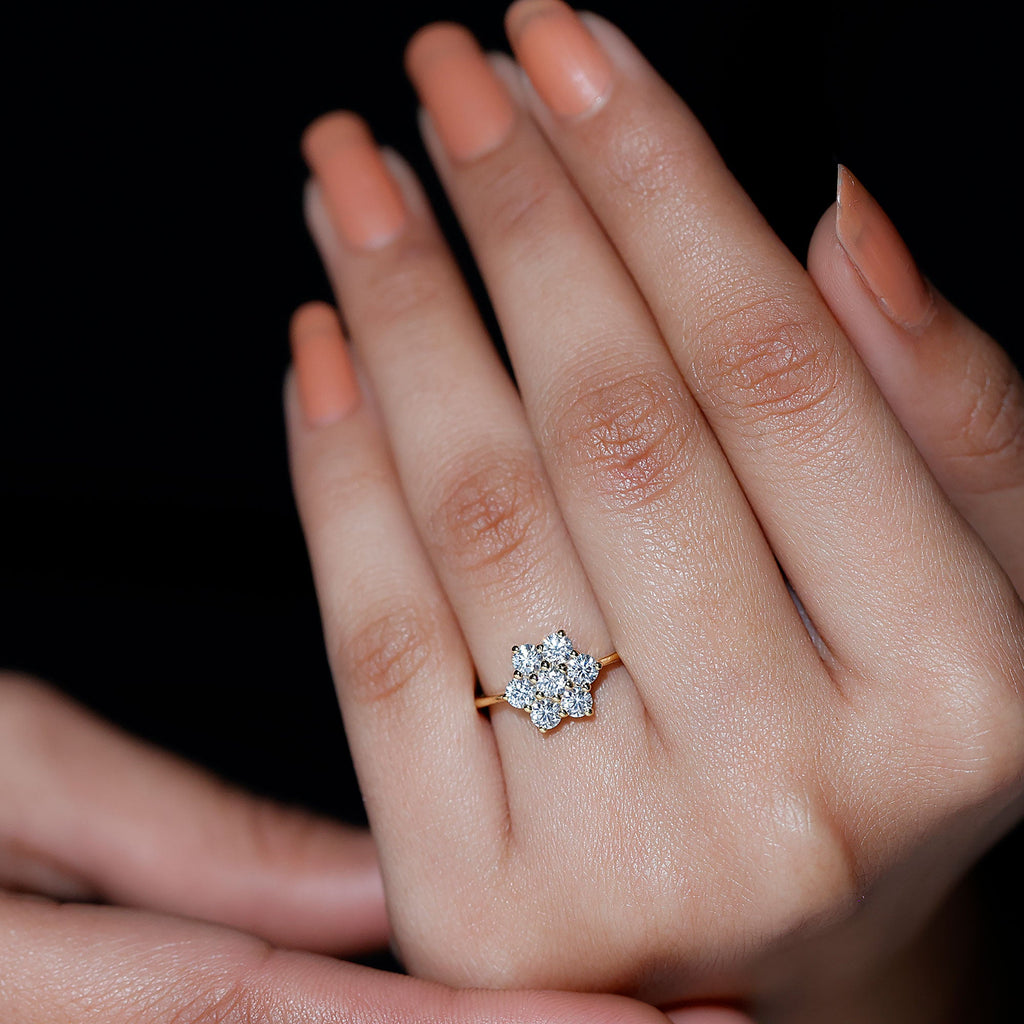 Natural Diamond Flower Cluster Engagement Ring