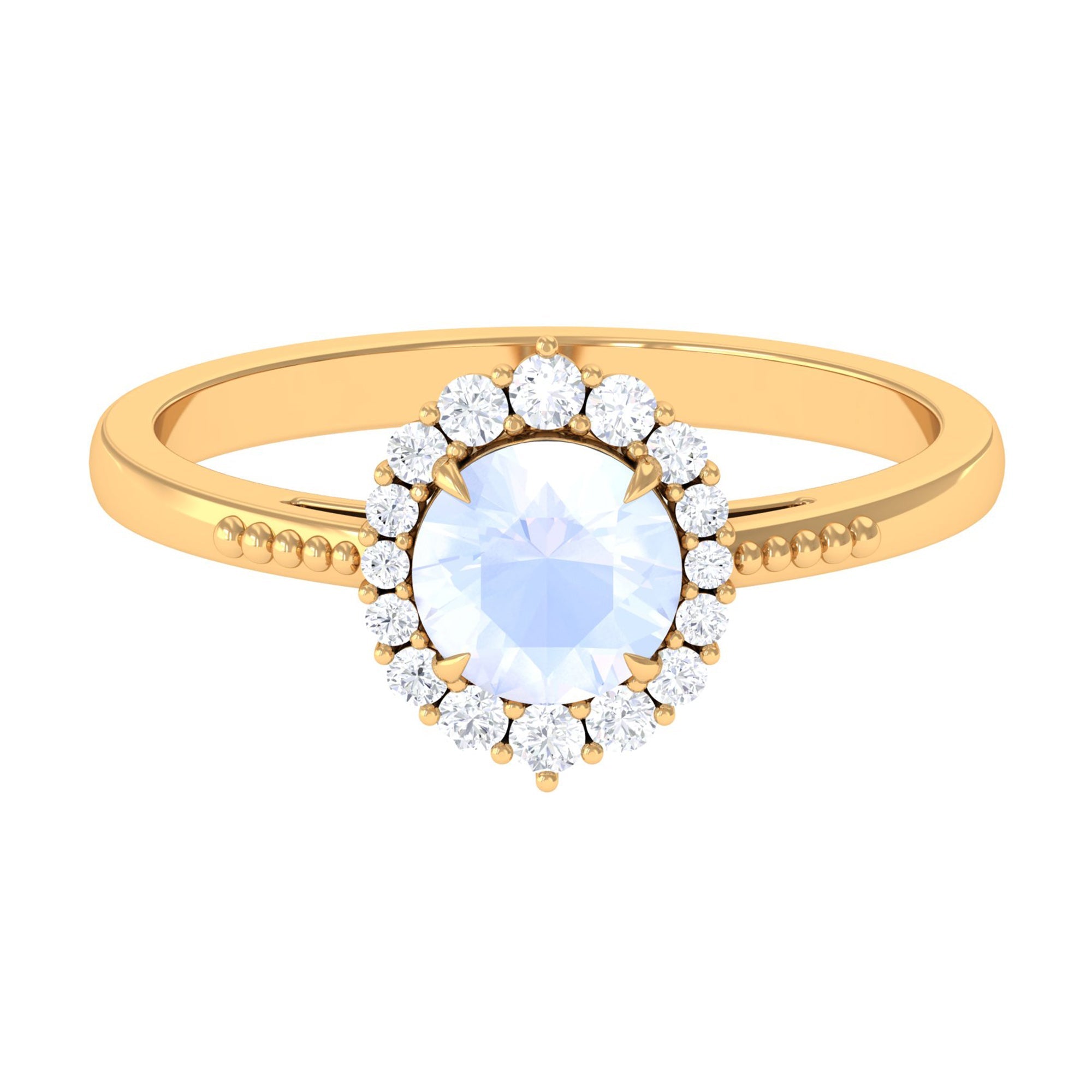 3/4 CT Natural Moonstone Engagement Ring with Diamond Accent