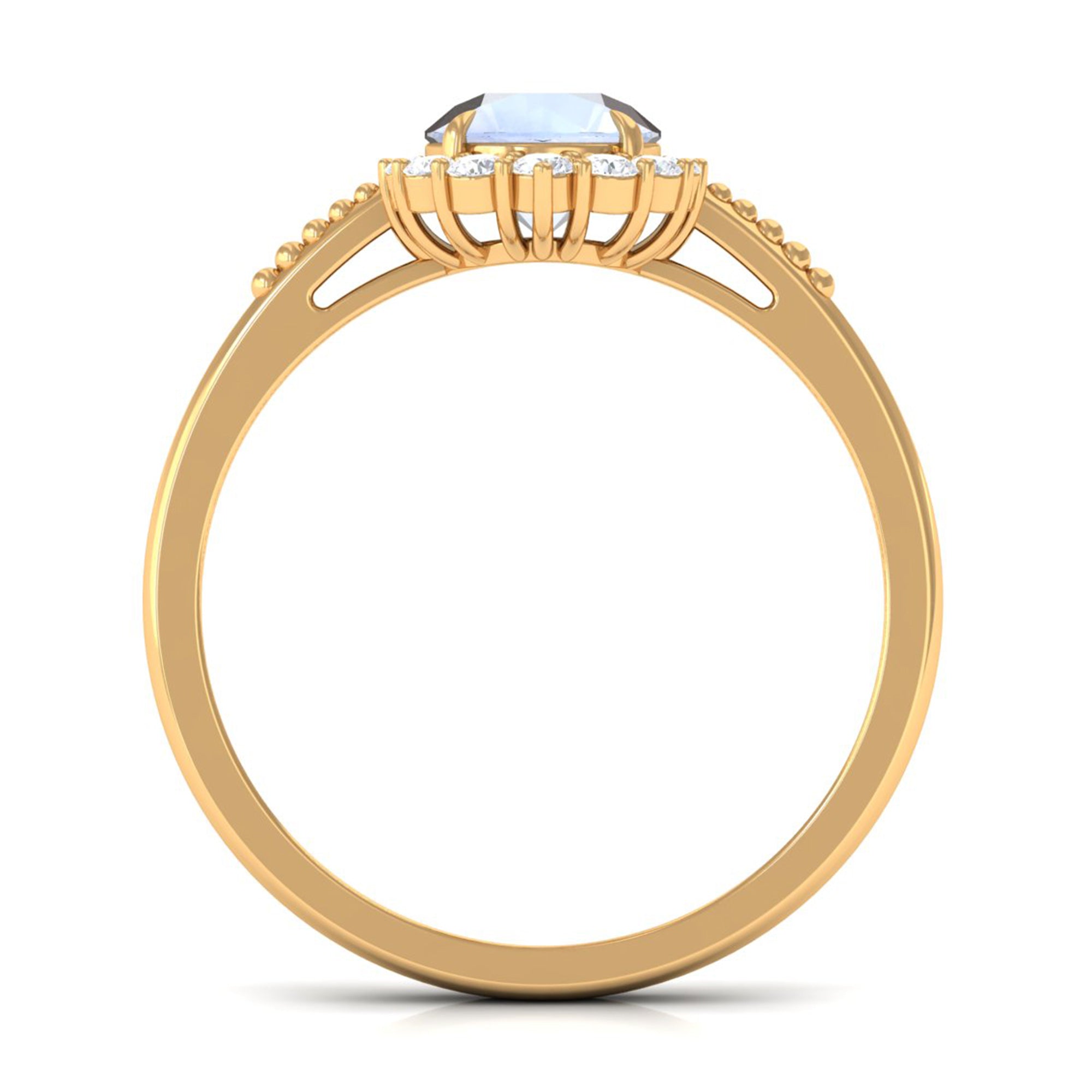 3/4 CT Natural Moonstone Engagement Ring with Diamond Accent