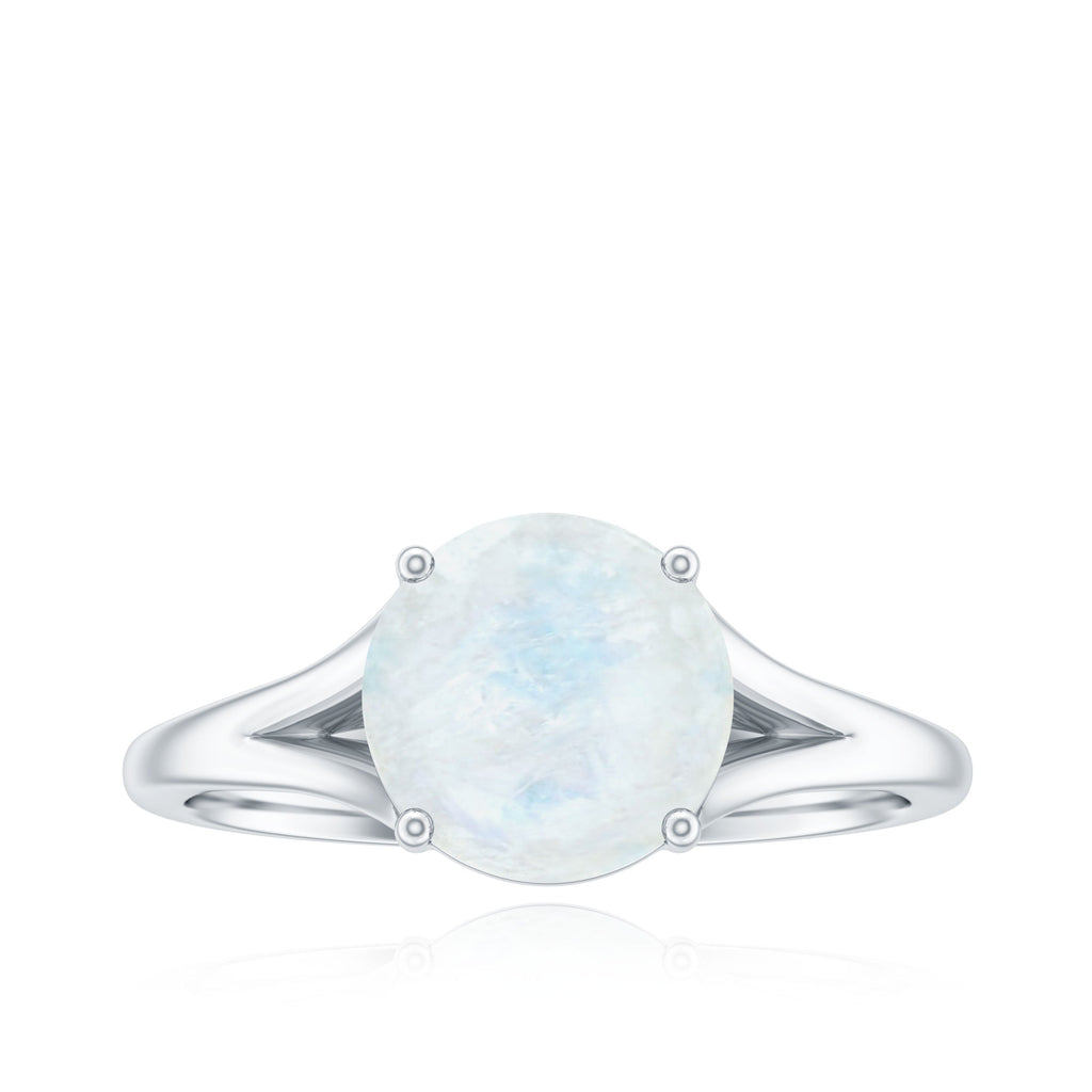 1 CT Natural Moonstone Solitaire Ring with Surprise Diamond