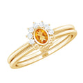 Natural Oval Citrine Promise Ring Set with Diamond