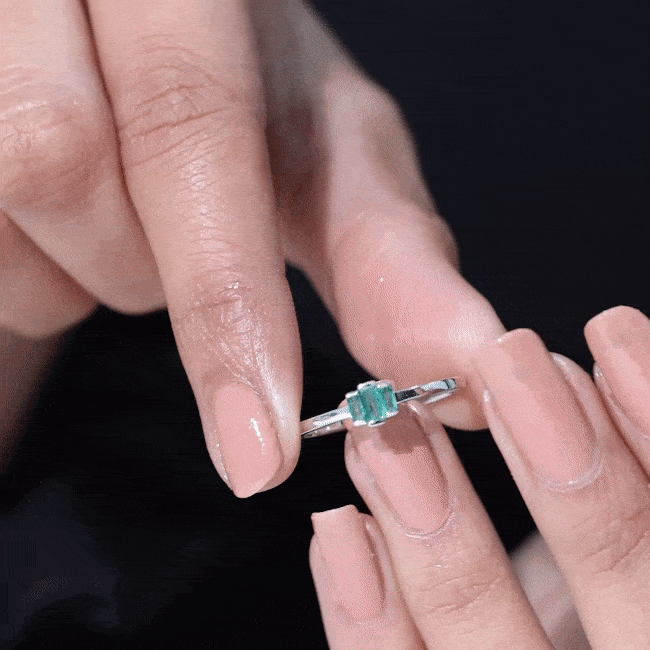 Baguette Cut Natural Emerald Three Stone Ring