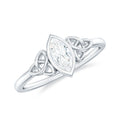 Natural Bezel Set Marquise Diamond Engagement Ring with Celtic Knot