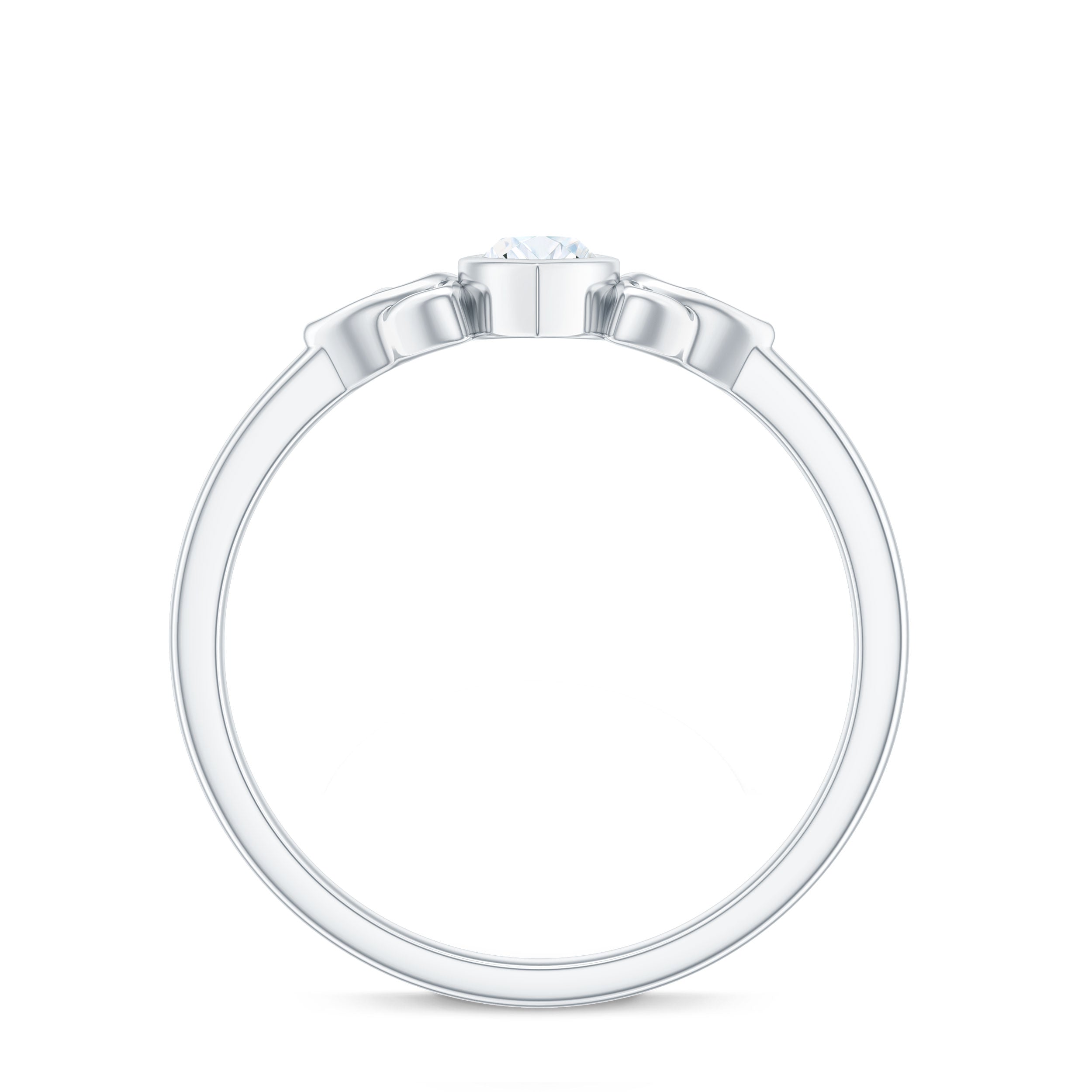 Natural Bezel Set Marquise Diamond Engagement Ring with Celtic Knot