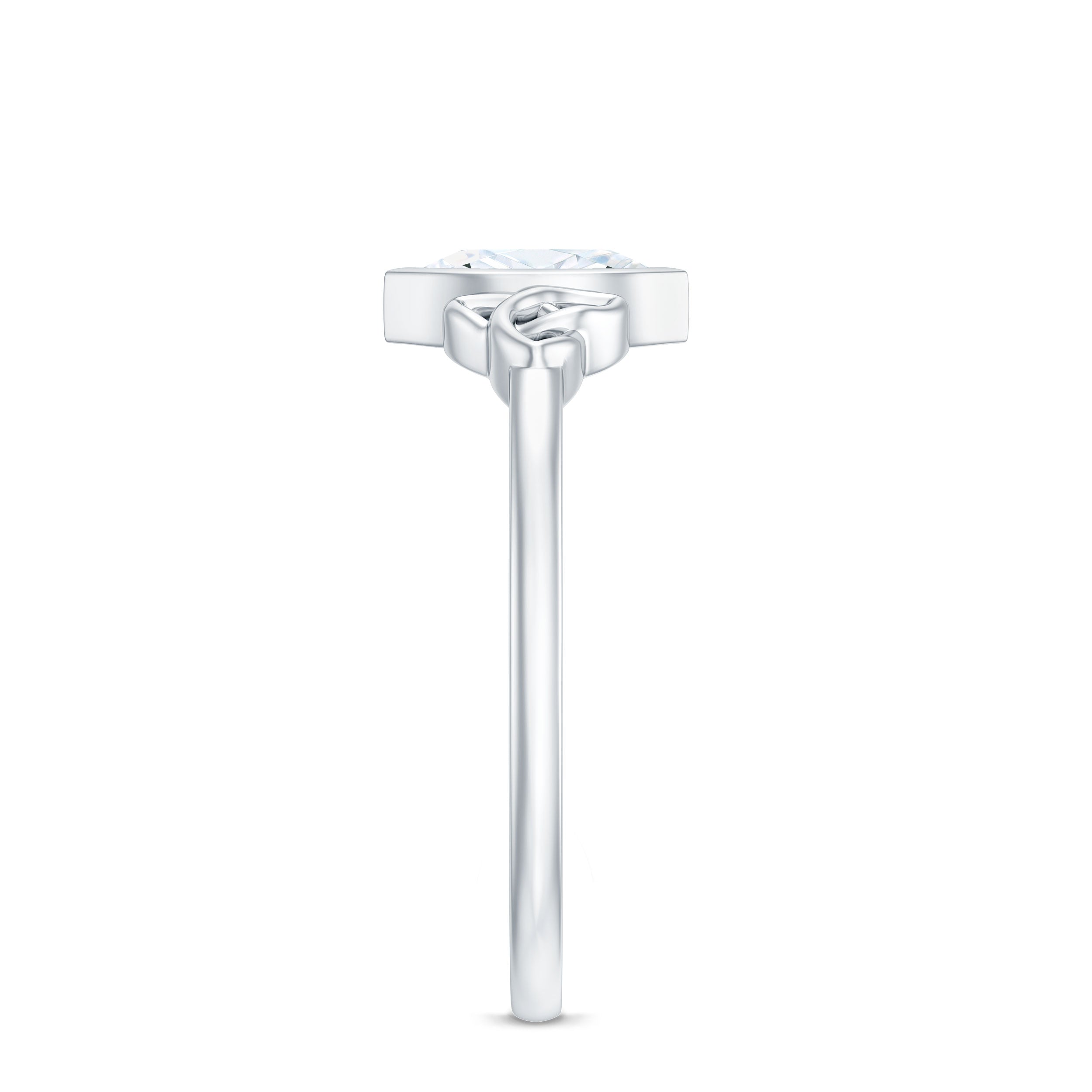 Natural Bezel Set Marquise Diamond Engagement Ring with Celtic Knot