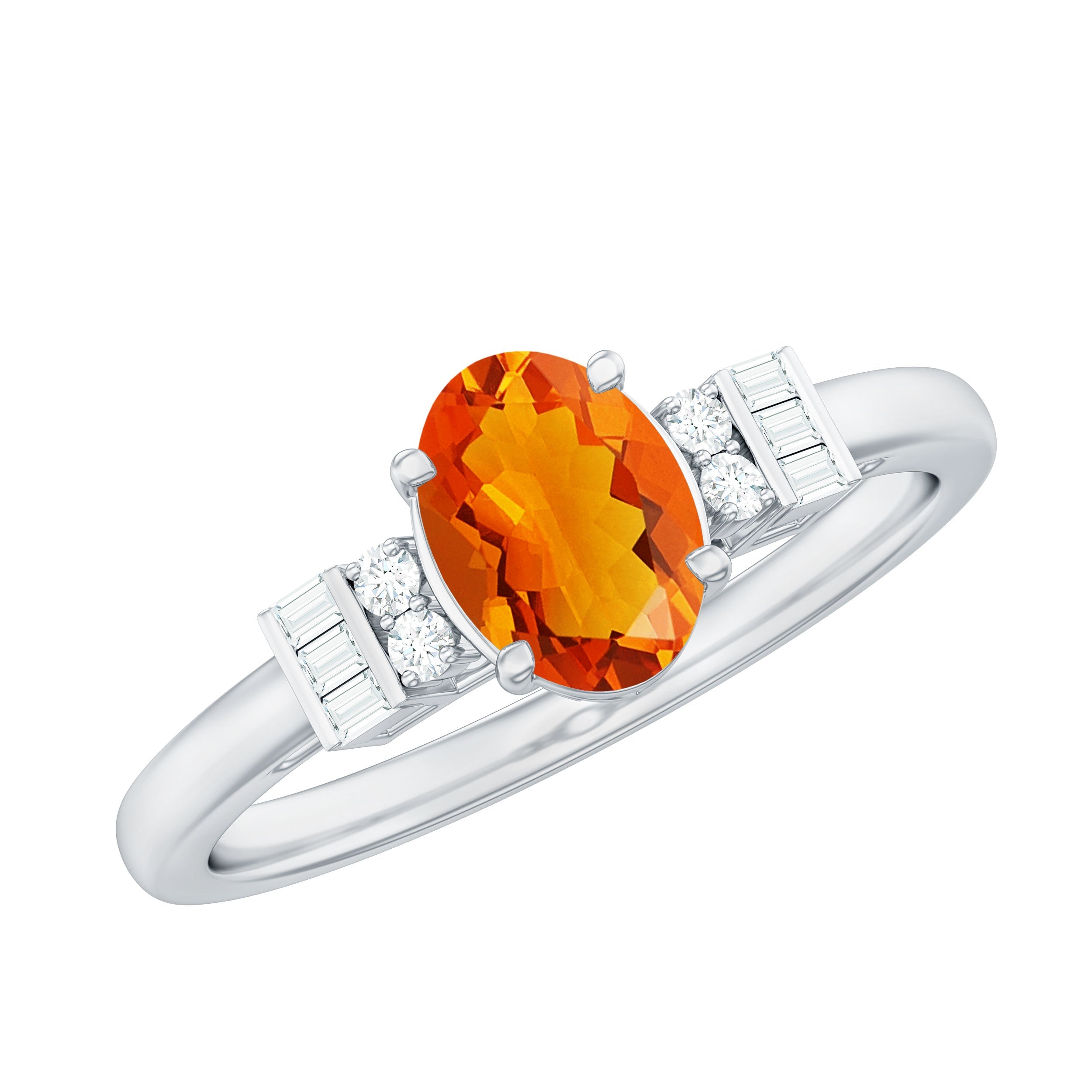 3/4 CT Natural Oval Cut Fire Opal Classic Engagement Ring with Diamond