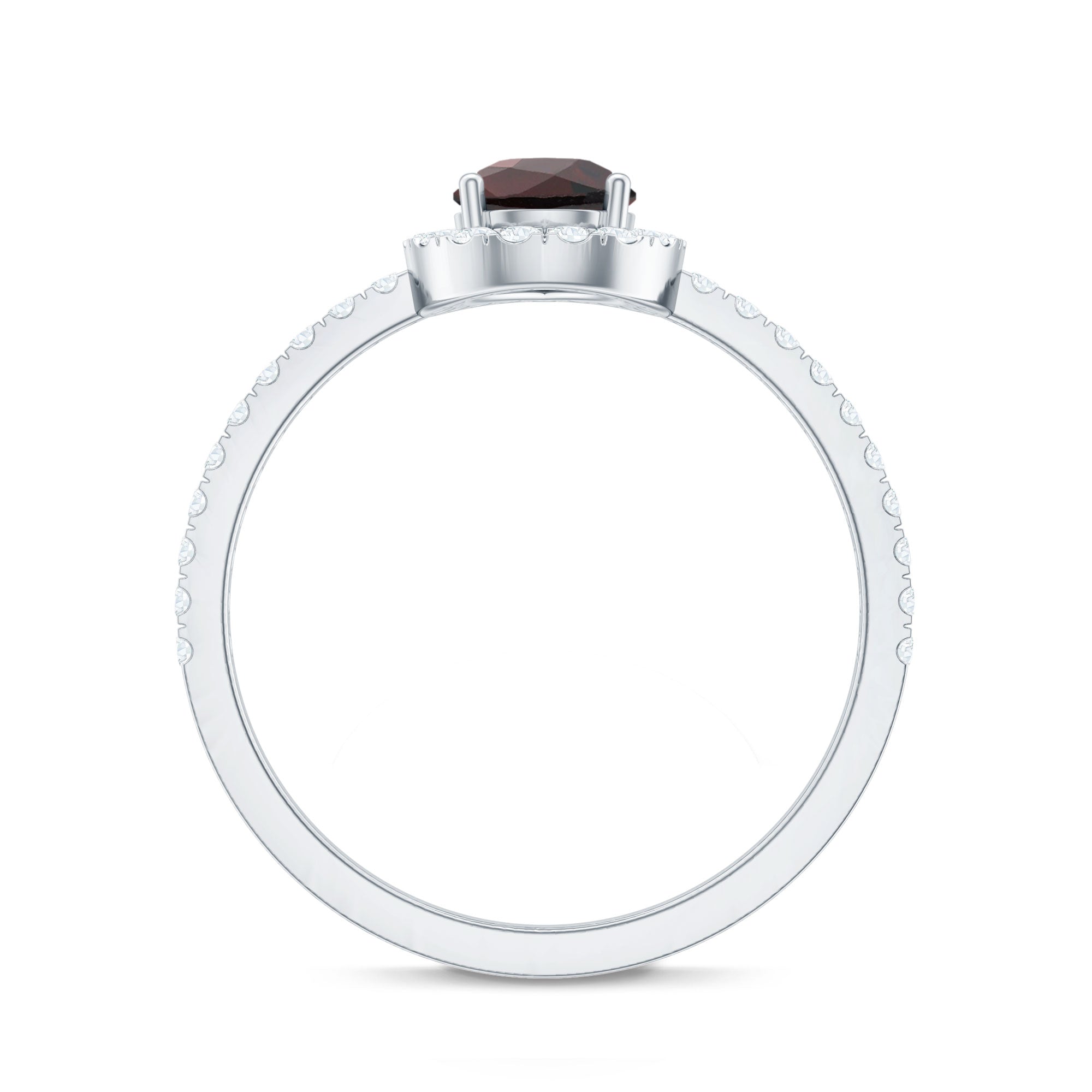Natural 5X7mm Garnet Teardrop Engagement Ring with Diamond Halo