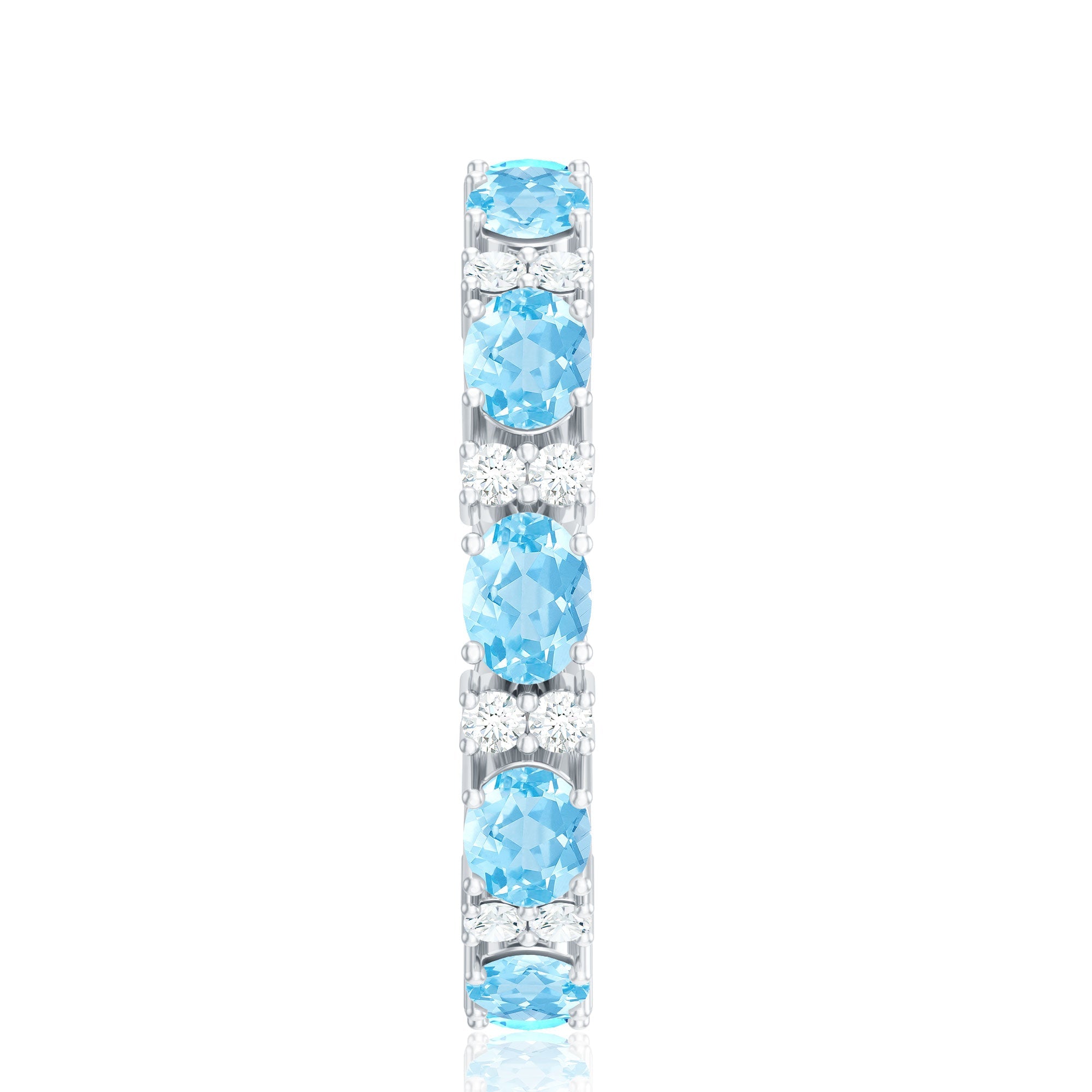 Natural Aquamarine Diamond Eternity Wedding Band in East West Style